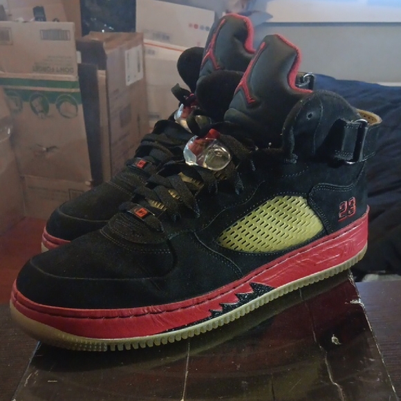 Jordan 5 Retro Rare AF1 Fusion (2008) Fusion Red Mens 12 W/OG BOX EUC - Picture 2 of 13